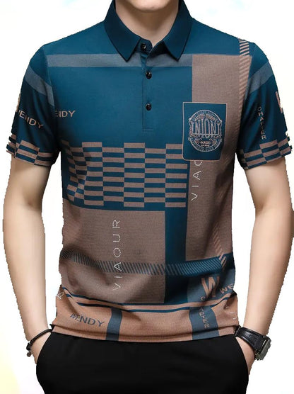Geometric Print Polo Tee