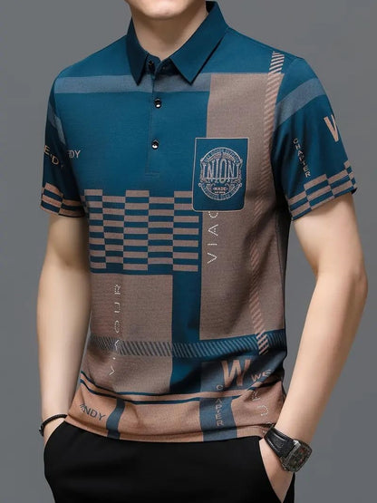 Geometric Print Polo Tee