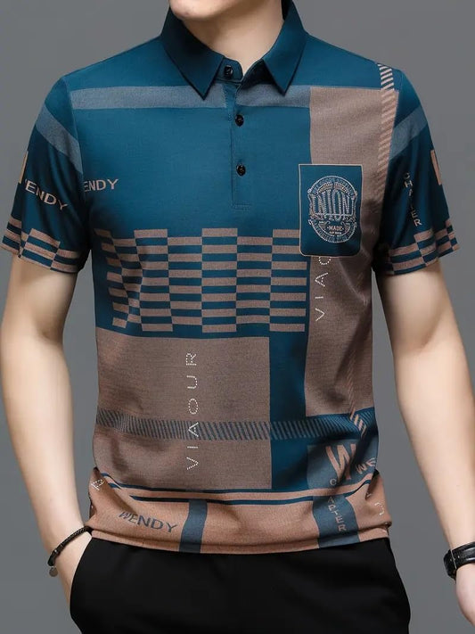 Geometric Print Polo Tee